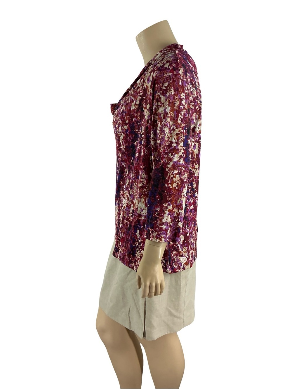 Dana Buchman Woman Abstract Cowl Neck Workwear Top Purple Size 2X - Picture 4 of 7
